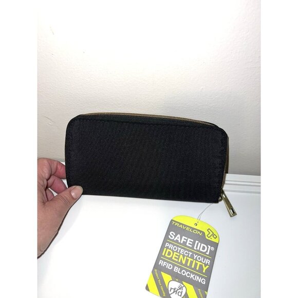 NWT TRAVELON Safe ID Wallet-RFID Blocking-Protects Your Identity Black Zip Aroun - Picture 7 of 15